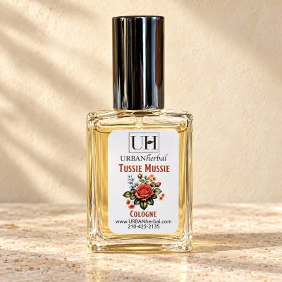 URBANherbal Tussie Mussie cologne on warm ivory stone